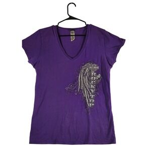 Harley Davidson Rocky Top Pigeon Forge Tennessee Purple V Neck T Shirt Womens XL